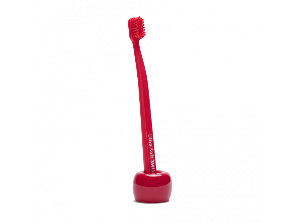 Set zubnej kefky a stojančeka - červený