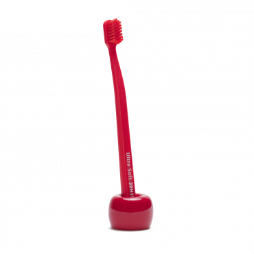 Toothbrush and holder set - red