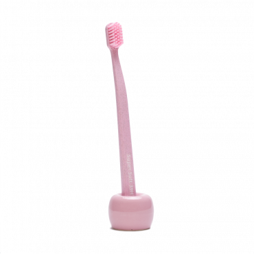 Toothbrush and holder set - pink